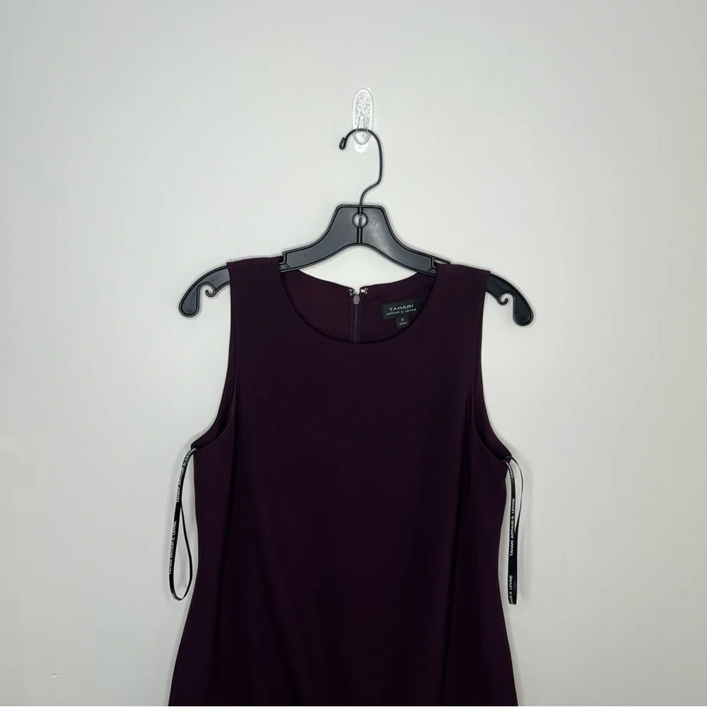 Tahari Purple Dress Feathers and Rhinestones Size 6 - Picture 2 of 10